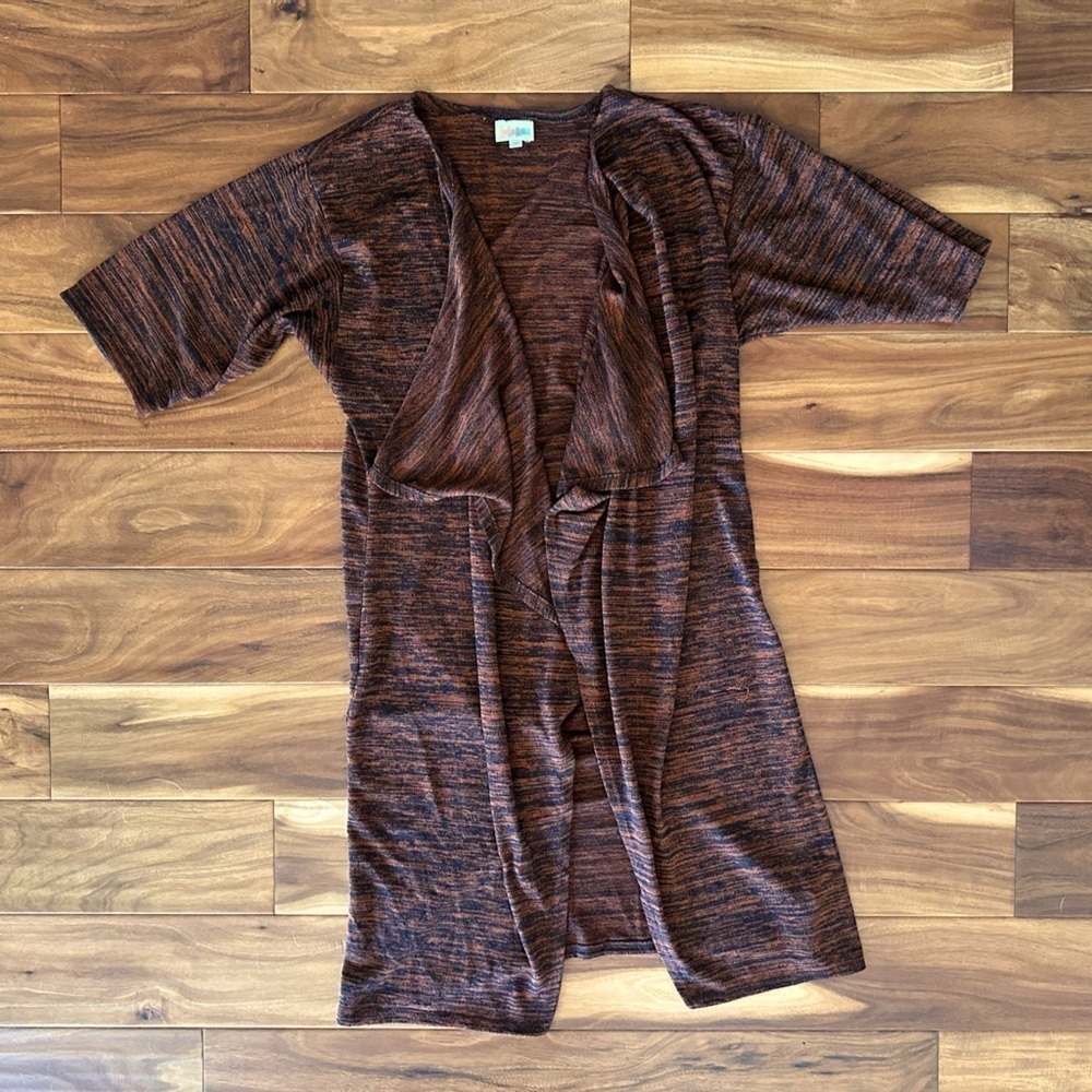 LuLaRoe Orange and Black Heathered Shirley Sweater size Small